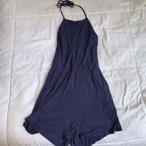 Navy Open Back Romper
